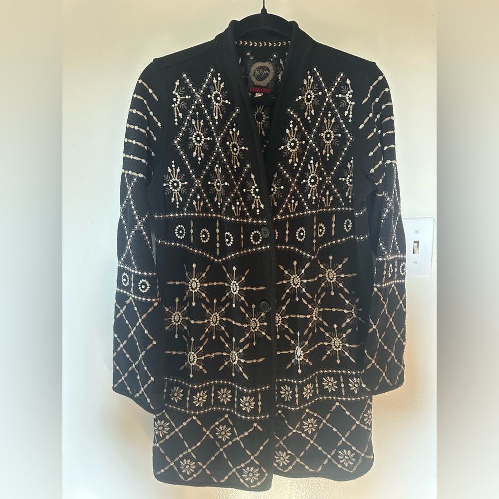 Johnny Was Pearl Embroidered Coat